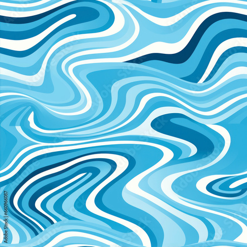 Seamless pattern with blue wavy stripes.
