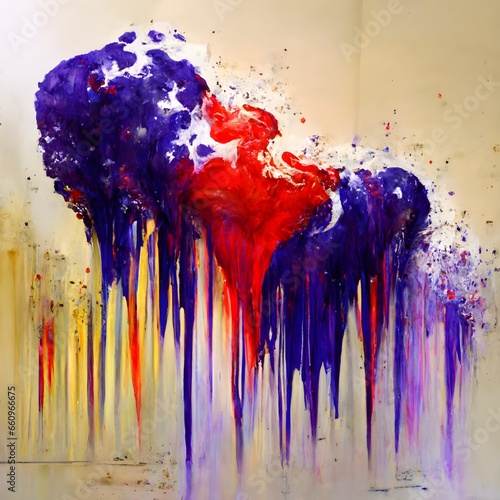 endless possibility cheyne carroll artist painter poured splattered paint on purple backgroud solid colors red white green yellow blue realistic abstract  photo