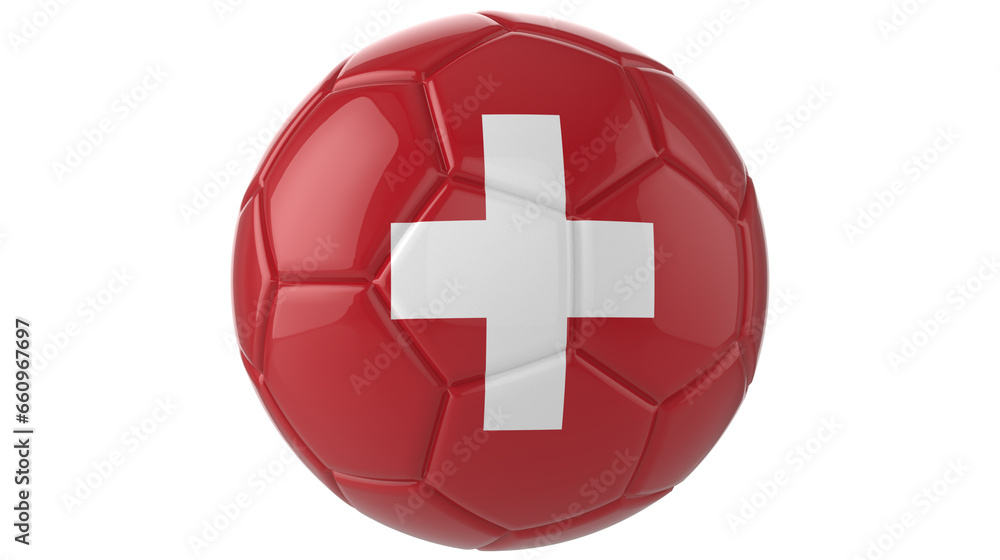 Fototapeta premium Switzerland flag football on transparent background