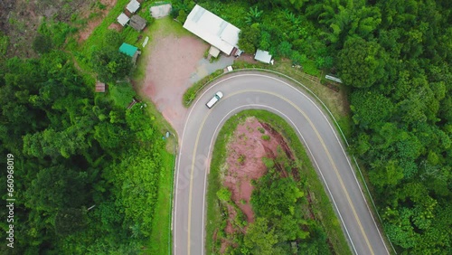 Aerial view of Sky road on the mountain, The transportation road across mountain, Nan, Thailand.