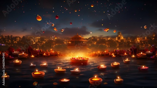 Diwali lights celebration background, hindu festival, india, diya lamp