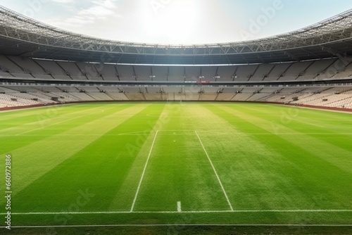 View of football stadium field. Generative AI