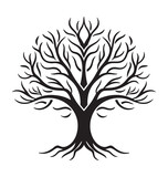 Abstract vibrant tree logo design, root vector, Tree logo, tree of life icon on white background, wall decor, wall art