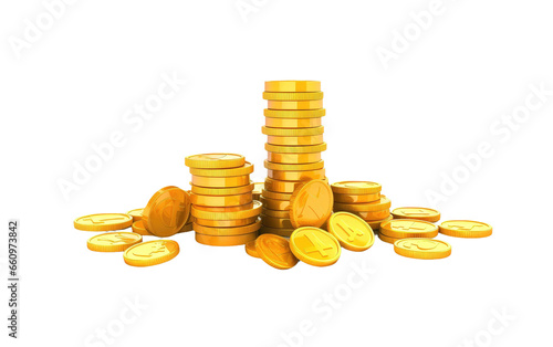 3D collection if coins on transparent background