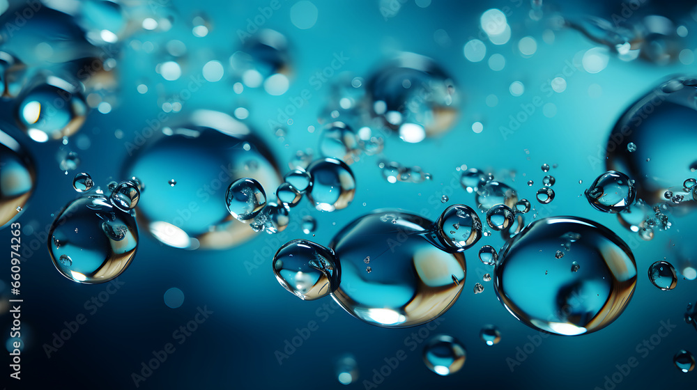 Abstract blue water drops background.