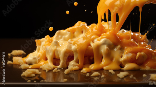 Melted cheese on black background
