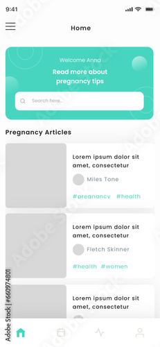 Pregnancy Medical Check and Baby Health Tracker Mobile App UI Kit Template