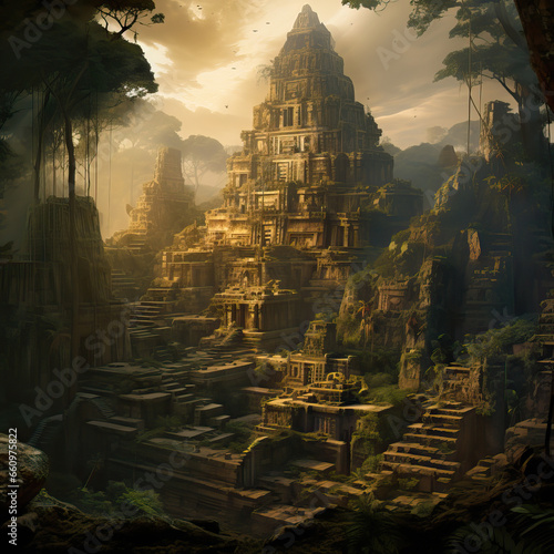 Lost City of Gold, El Dorado in South America, Generative AI illustration