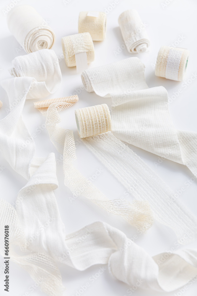 Φωτογραφία First aid, injury protecting wrapping and wound dressing concept