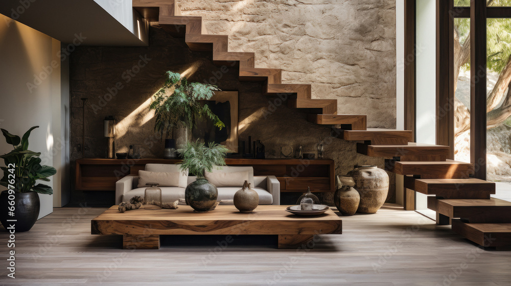 Obraz premium Living room interior with stairs.