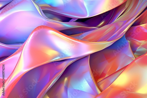 Abstract background featuring holographic twisted shapes. Generative AI