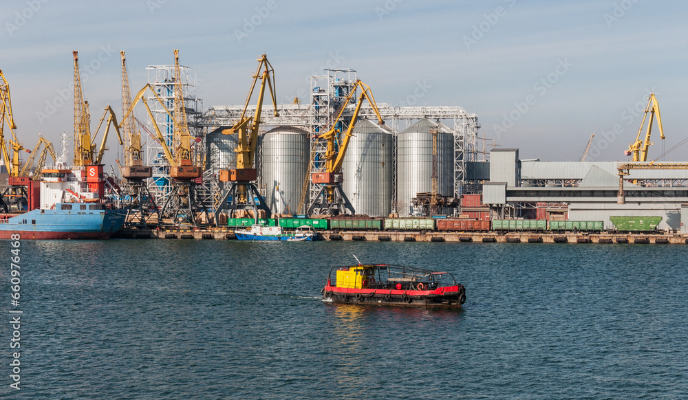 Fototapeta premium Odesa Seaport is a major trade port of international importance in Ukraine.