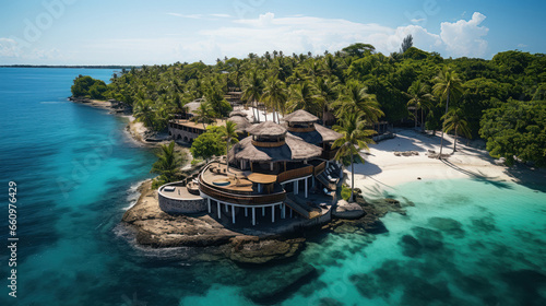 Luxurious villa or resort on the beach