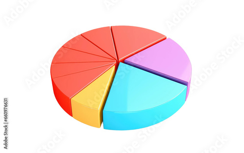 3D Cartoon Pie Graph Colorful Data Breakdown on isolated background