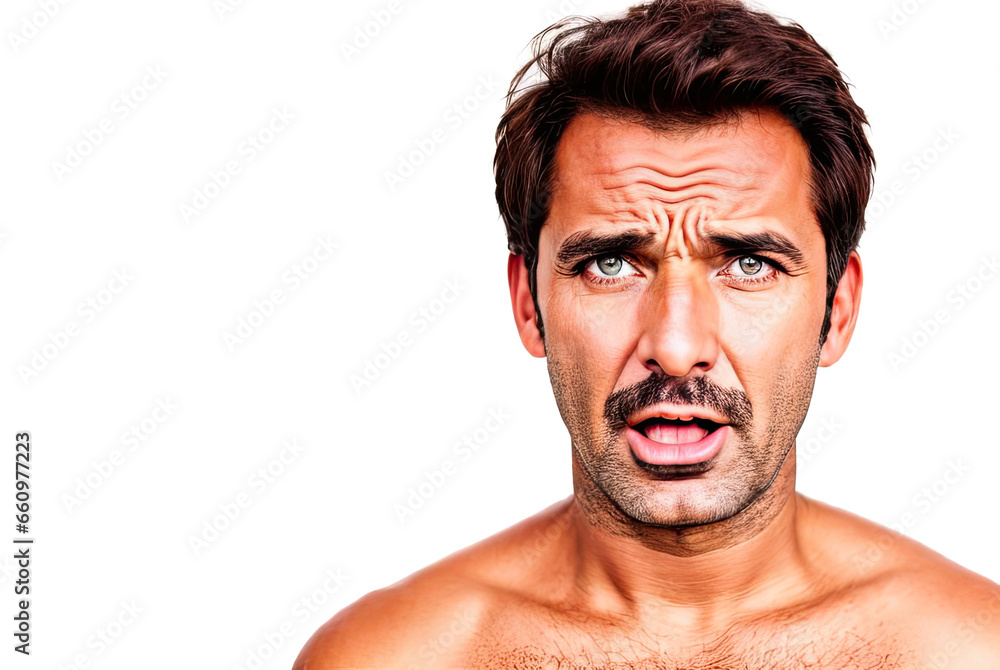 Portrait of a surprised middle-aged man. Generative Ai Portrait of a surprised middle-aged man. Generative Ai