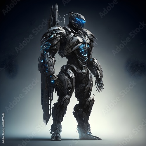 a UN peacekeeper predator futuristic full body  © Joanne