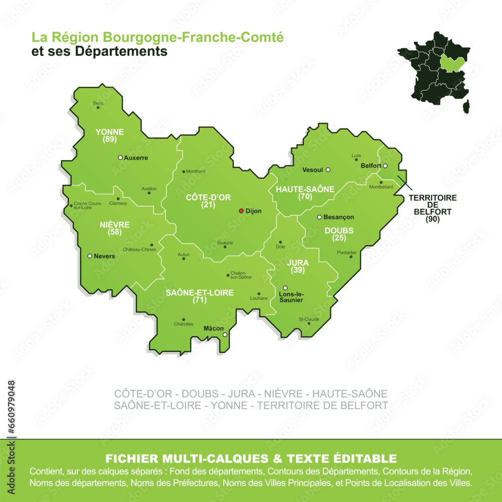 Franche Comté carte » Voyage - Carte - Plan