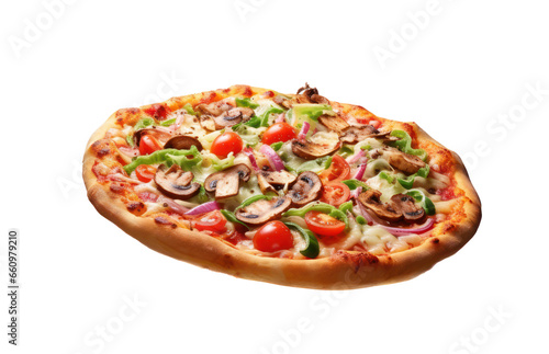Pizza vegetarian isolated on white transparent background, PNG