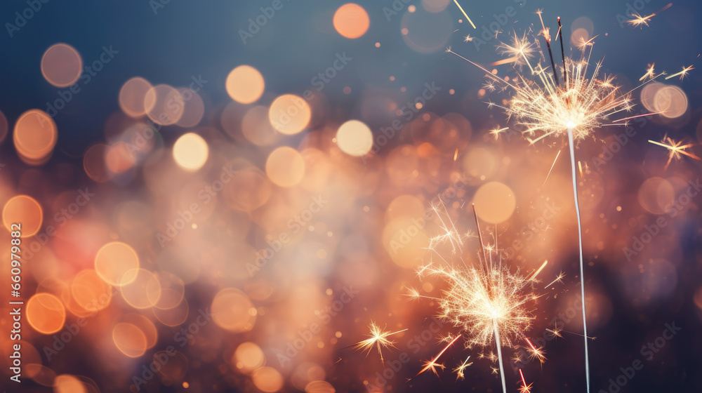 Obraz premium New Year's celebration sparkler at night