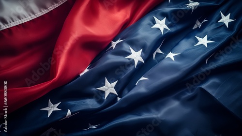 Patriotic USA Memorial Panorama with American Flag