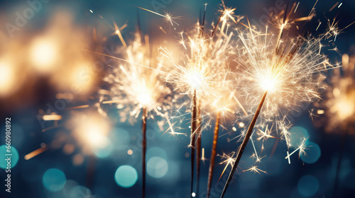 New Year's celebration sparkler at night