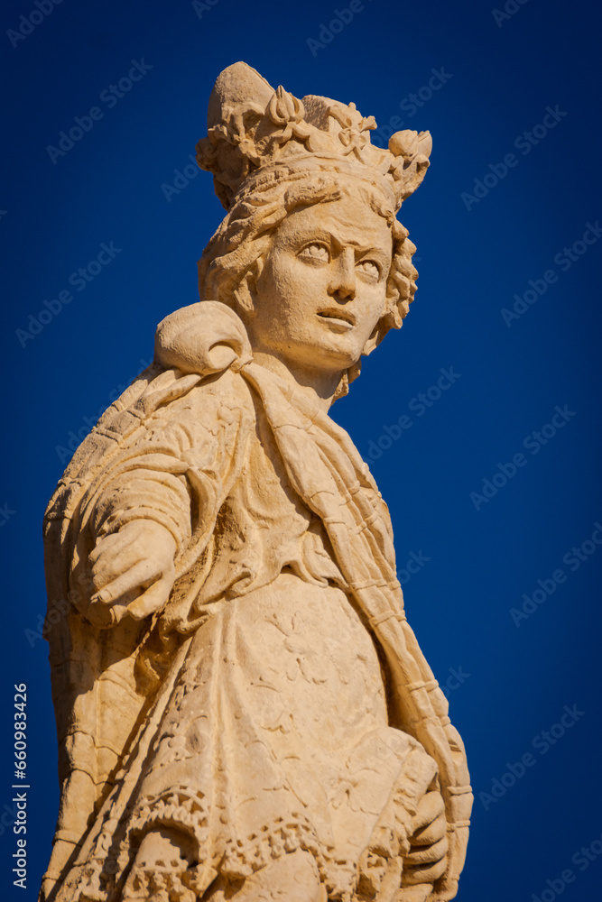 Fototapeta premium The stunning baroque details of Santa Croce in the city of Lecce, Puglia, Italy.