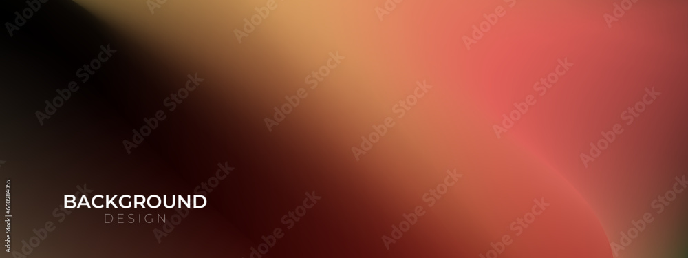 Fototapeta premium Colorful fluid and wavy gradient mesh background template copy space set. Dynamic orange brown colour gradation flow backdrop design