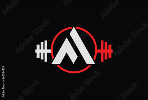 Letter F,A, AF OR FA Logo With barbell. Fitness Gym logo Vector.