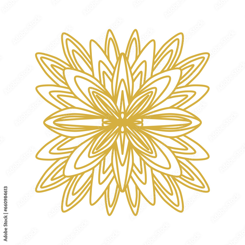 Simple line art inspired by flowe with bgold color that can be use for social media , wallpaper ,  icon, e.t.c  | mandala, icon, png 