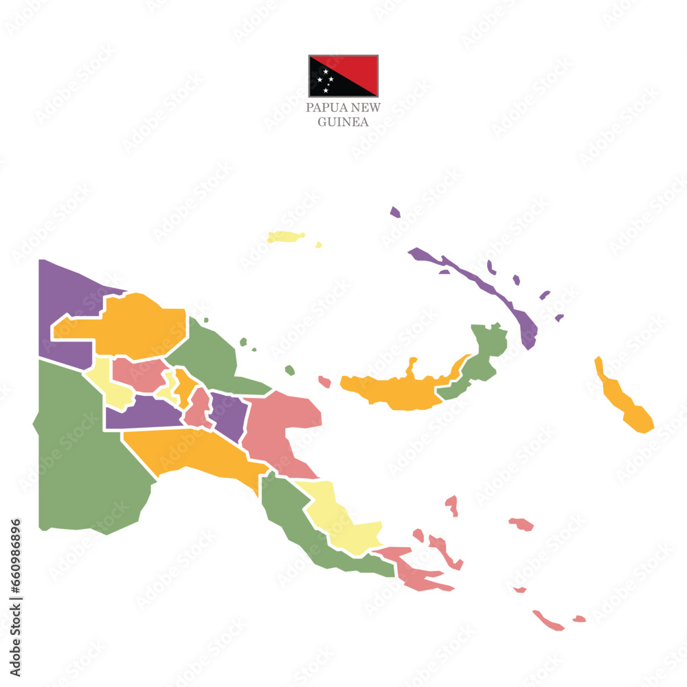 Silhouette and colored papua new guinea map
