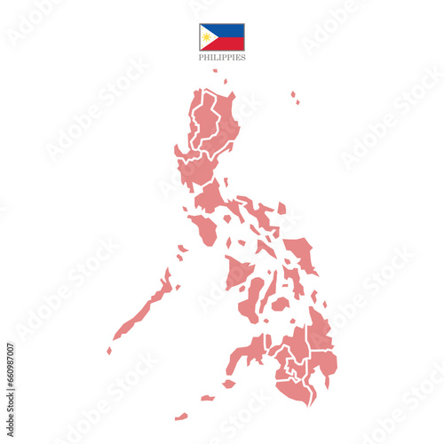 Silhouette and colored (red) philippines map