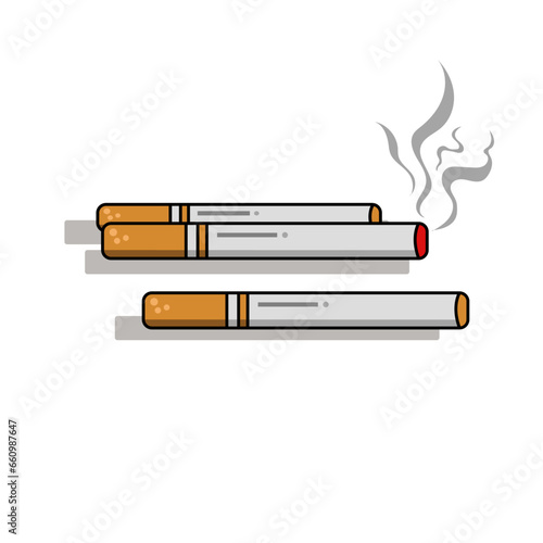 Cigarette vector, one lit cigarette and two unlit