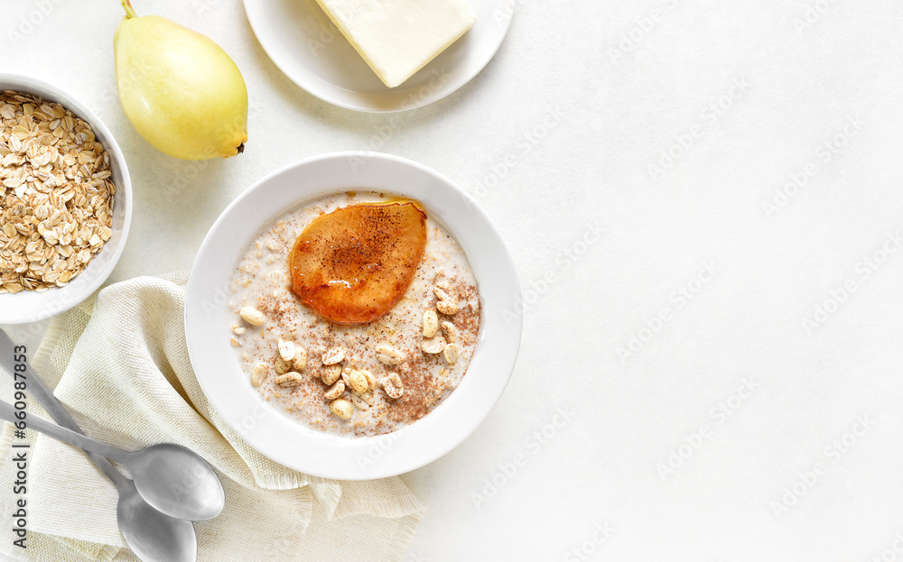 Oat porridge with caramelized pear and peanut Oat porridge with caramelized pear and peanut
