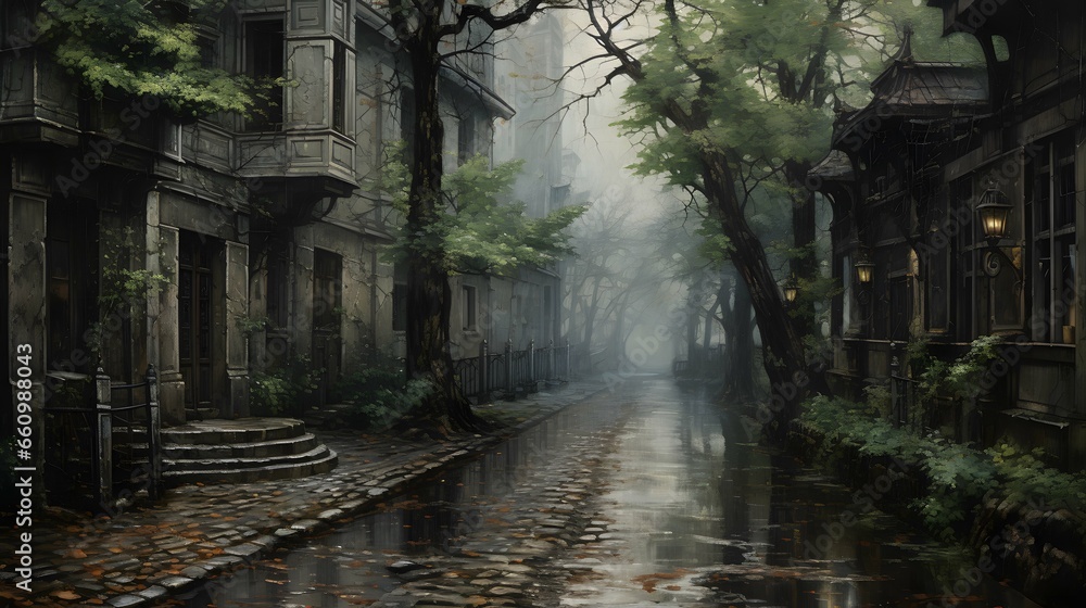 Naklejka premium Rain, Rainy day background illustration wallpaper design