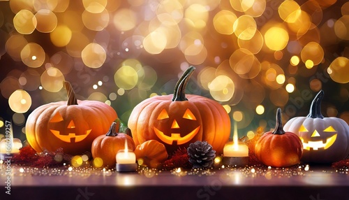 halloween pumpkins on a dark background © Ümit