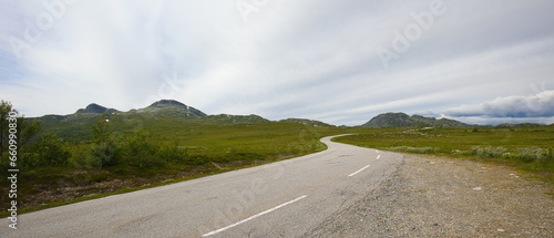 Tuddalsvegen road through the Norwegian mountains.