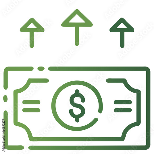 Dollar, Green Finance Money Icon, Digital Payment, Investment and Savings Symbol