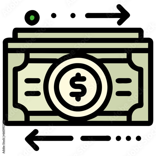 Dollar, Green Finance Money Icon, Digital Payment, Investment and Savings Symbol