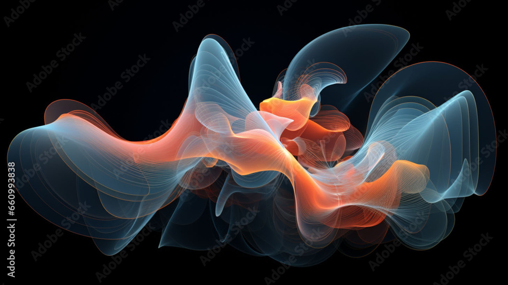 Fototapeta premium Eccentric Particle Dance: Abstract 3D Rendered Liquify Pattern Unfurls into Unconventional Geometric Waves of Enigmatic Artistry