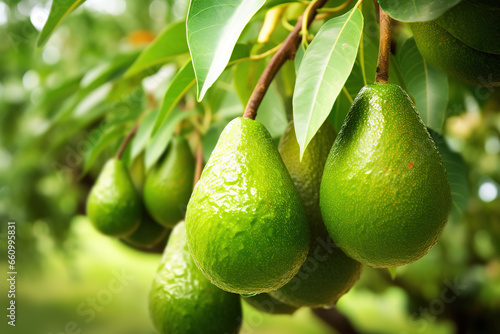 Fresh Avocados Growing on a Tree