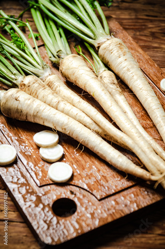 Fresh parsley root .