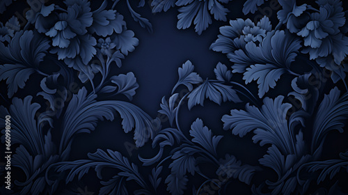 blue background with leaves | generative ai