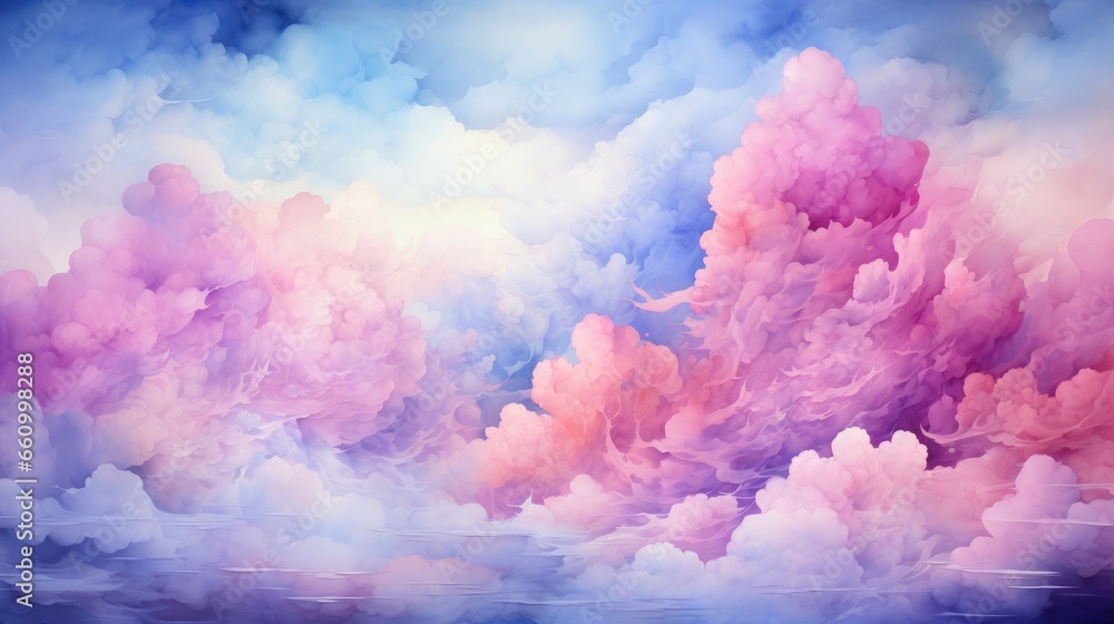 Fototapeta premium Hand painted watercolor pastel sky background , Background Image,Desktop Wallpaper Backgrounds, HD