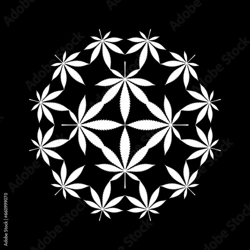 Marijuana Circle shape Composition  can use for Decoration  Ornate  Wallpaper  Cover  Art Illustration  Textile  Fabric  Fashion  or Graphic Design Element. Vector Illustration