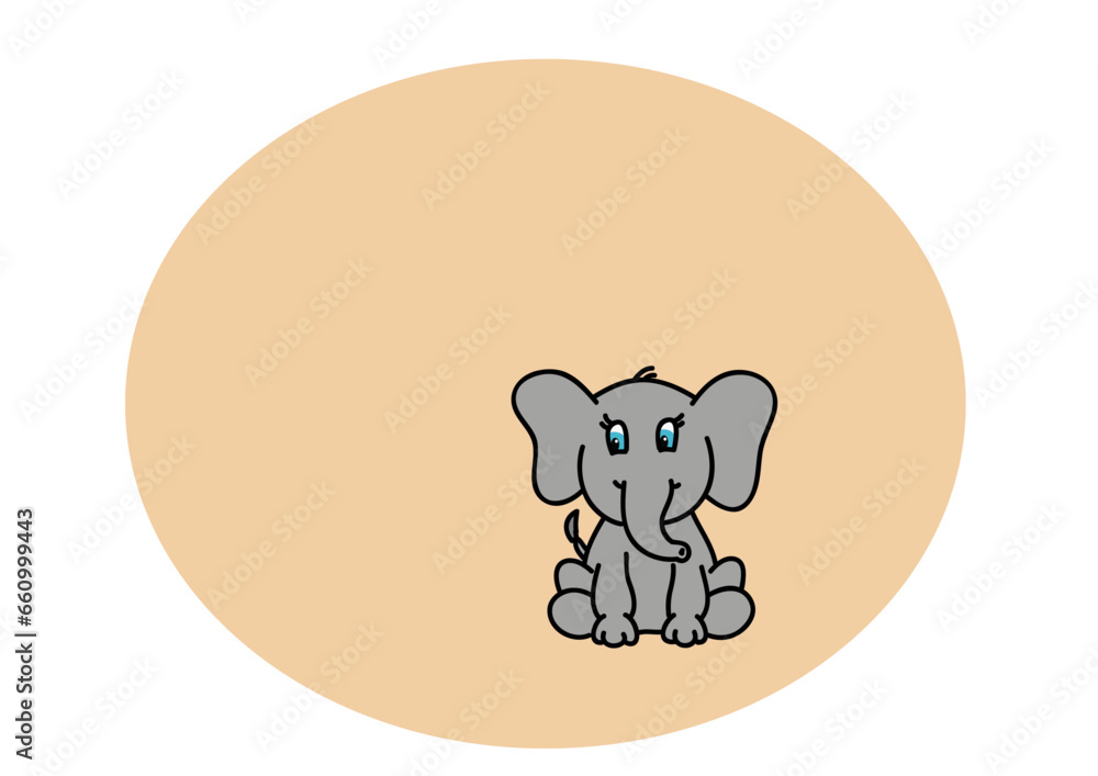 Obraz premium Dibujo infantil de elefante sobre fondo de color