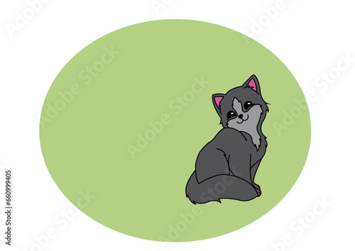 Dibujo gato sobre fondo de color