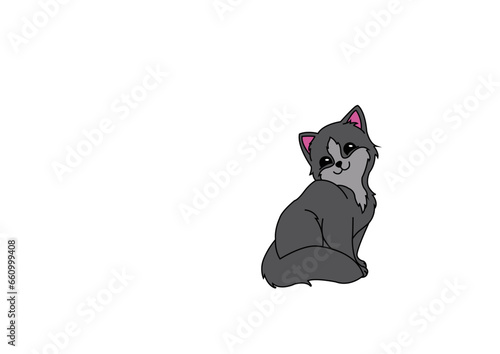Dibujo gato sobre fondo de color