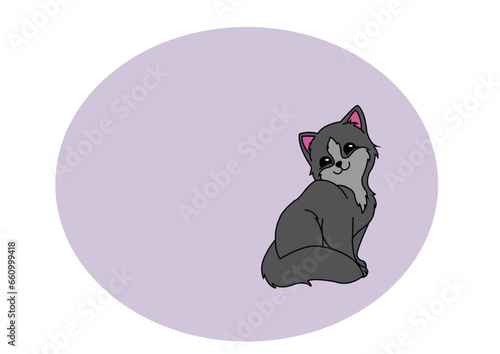 Dibujo gato sobre fondo de color