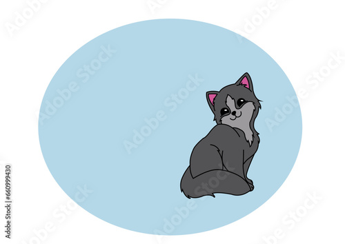 Dibujo gato sobre fondo de color