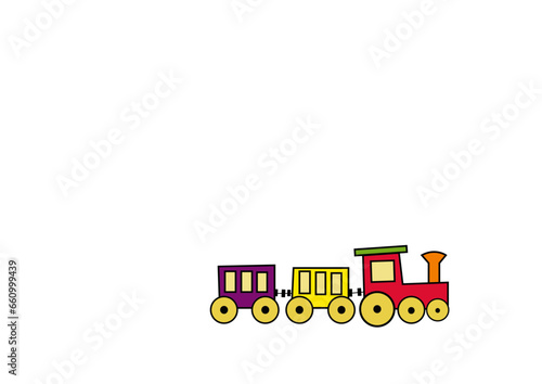 Dibujo infantil tren de colores sobre fondo de color